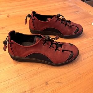 Pandere Barone Burgundy Nubuck Expandable Orthopedic Shoes Women 8 Made Portugal